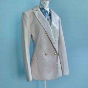 GUESS Double-Breasted Blazer,  Cream Vegan Leather
